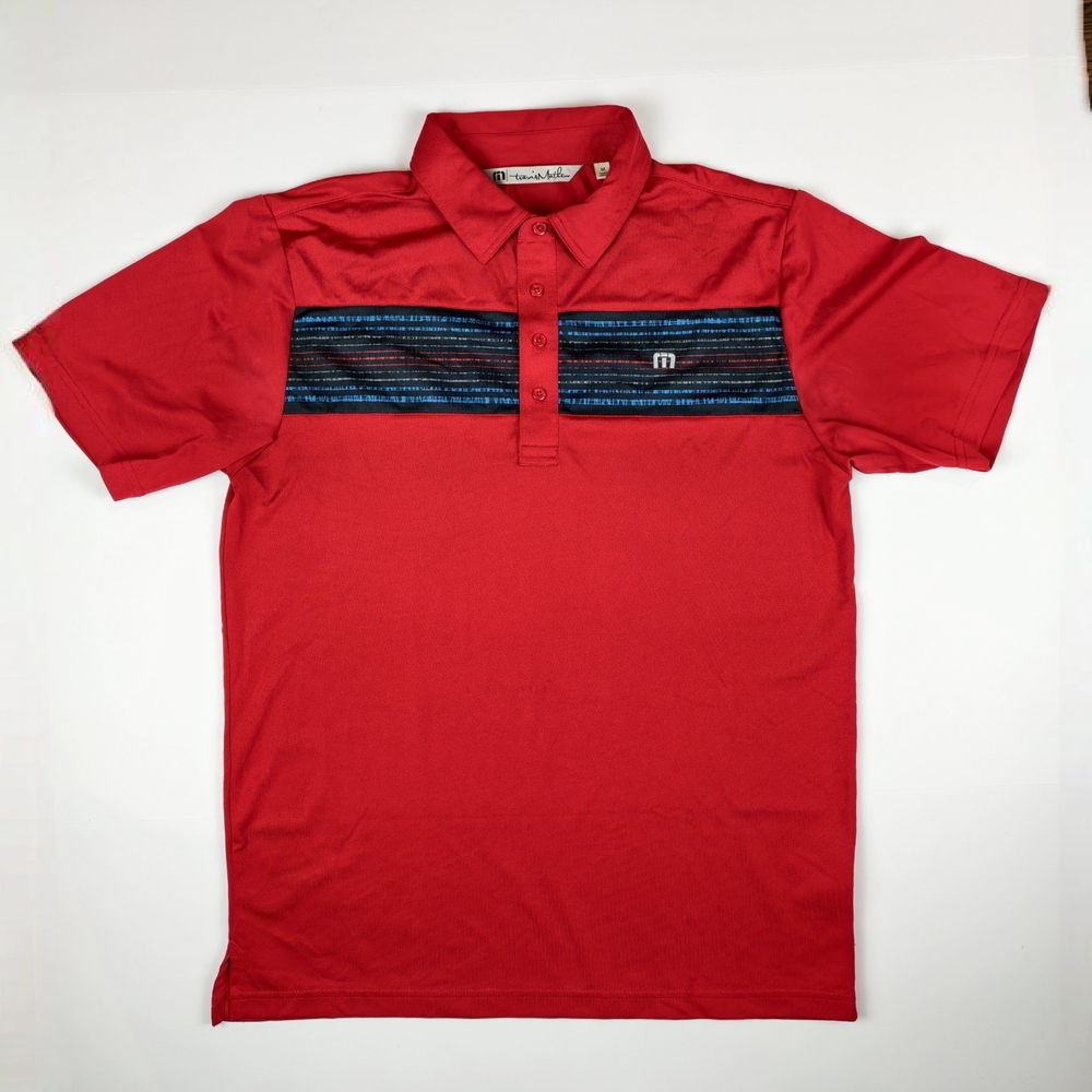 Travis Mathew Men M Polo Shirt Red Casual Golf Style Athletic Wear Quick Dry